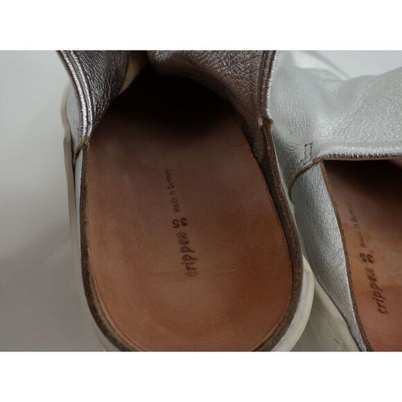 Trippen Plunge Mules Size 35 5 Silver Leather Comfy Shoes Slipper Slip On - Picture 11 of 12